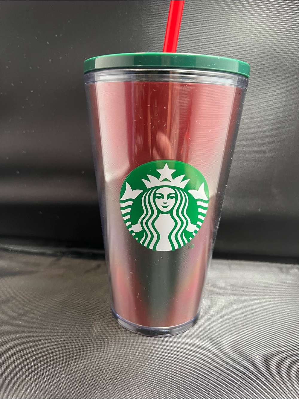 Starbucks 16oz Color Shift Cold Cup Green Lid Red Straw Tumbler NWT